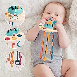 Juguete de actividad de cuerda para el desarrollo sensorial táctil con burbujas simples y bolas deslizantes para niños peq...
