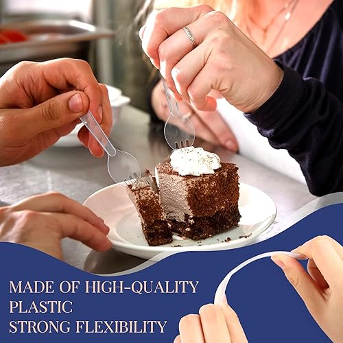 Miniatura 5 de Spork - 100 tenedores desechables pequeños envueltos individualmente, mini cucharas de plástico transparente, utensilios desechables para postres,