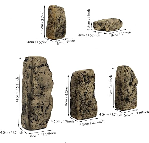 Miniatura 2 de Piedra de pizarra de cerámica, rocas de 3 a 6 pulgadas para decoración de terrarios de reptiles, decoración de rocas de acuario, decoración ligera