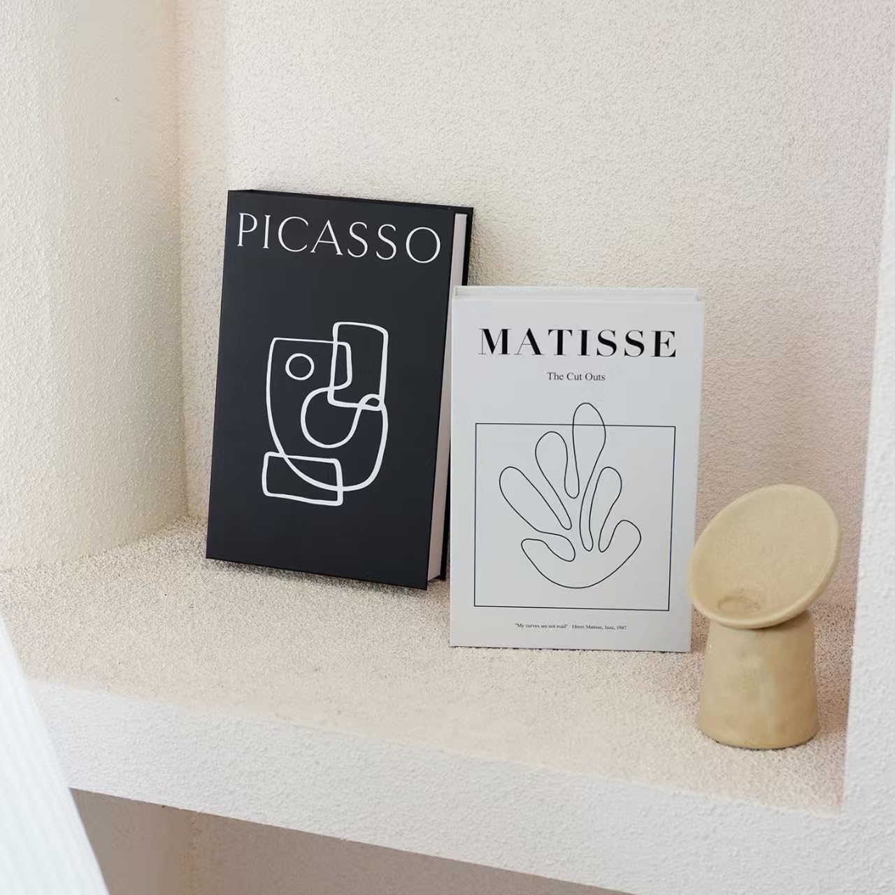 Decorative Fake Books Set of 2, Modern Black and White Faux Books, Stackable Decorative Books for Coffee Table, Shelf Decor, Living Room, Wedding Centerpieces and Aesthetic Room Decor (C)