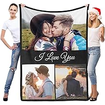inkArts Custom Blankets with Photo, Personalized Blankets, Customized Photo Blanket, Custom Picture Blanket, Personalized Anniversary Couple Gifts for Women Men Her Him Girlfriend Boyfriend