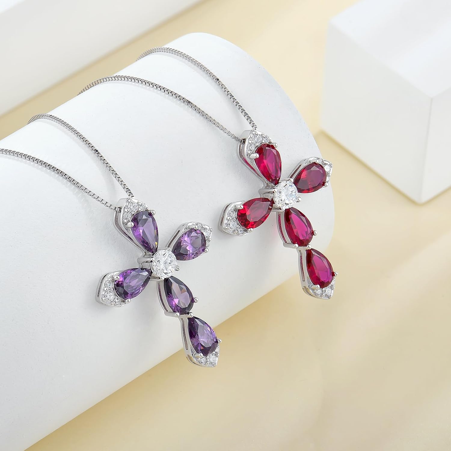 STARCHENIE Sterling Silver Cross Necklace for Women Crucifix Pendant with Birthstone Dainty Religious Jewelry Gift for Her, 18 Inch Chain - Image 5