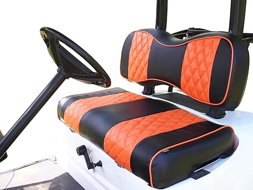 Vista 19 de Huskey - 4 fundas de asiento delantero para carrito de golf EZGO Medalist/TXT 94-13, costuras de diamante negro de dos tonos personalizados