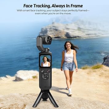 4K Vlogging Camera for YouTube, 75MP Pocket Digital Camera with 330 Rotating Gimbal Lens, Travel & Beginner Handheld Vlog Camera, WiFi Content Creator Kit with Tripod, 16GB Card