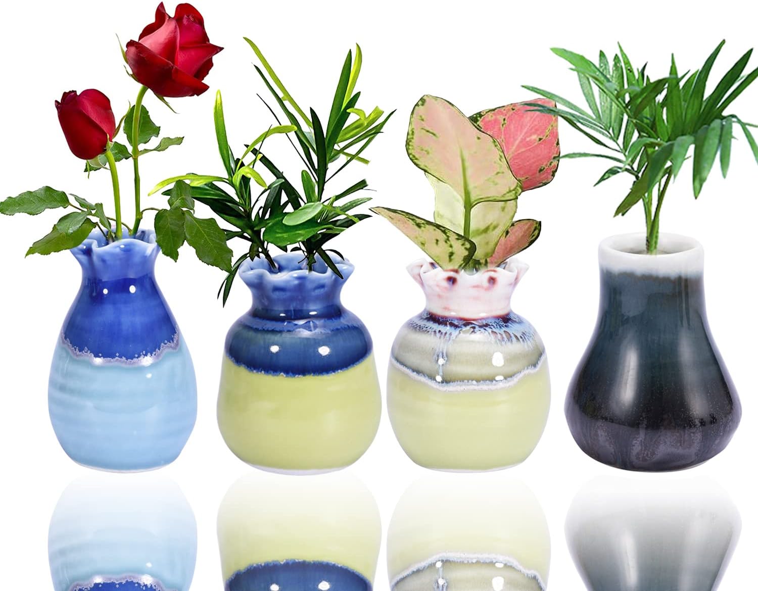 Planter Terrarium Hydroponic, Hand-Crafted Planter Propagation Plant Station, Mini Plant Bulb Vase Small Ceramic Planters Flower Arrangement, Unique Retro Tabletop for Home Office Decoration