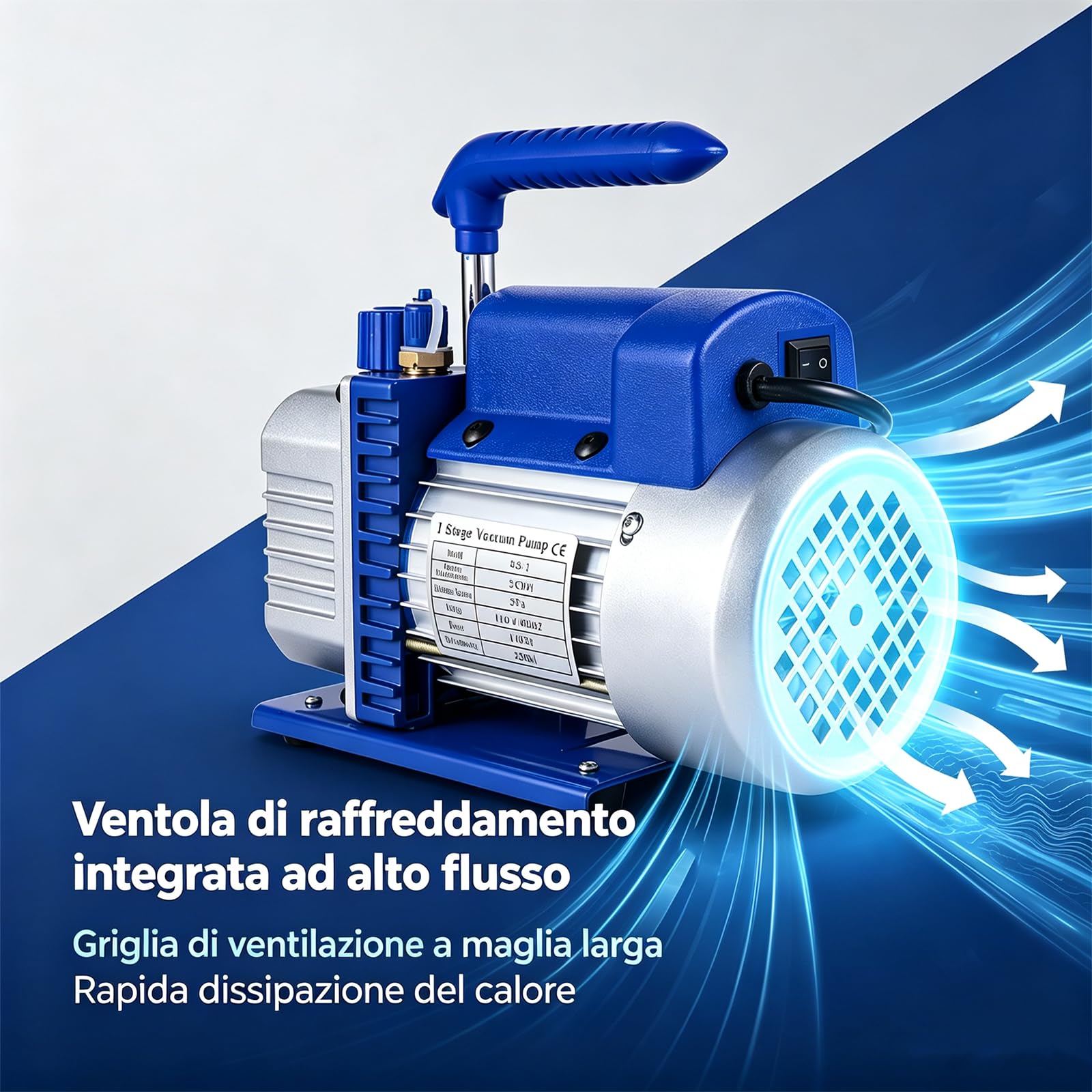 Pompe à Vide 4CFM, 1/3HP avec Ensemble de Manomètre Et Collecteur, Kit de Pompe à Vide Frigoriste HVAC à 4 Voies - Climatisation par Réfrigération A/C avec Coffret de Transport, Vacuum Pump