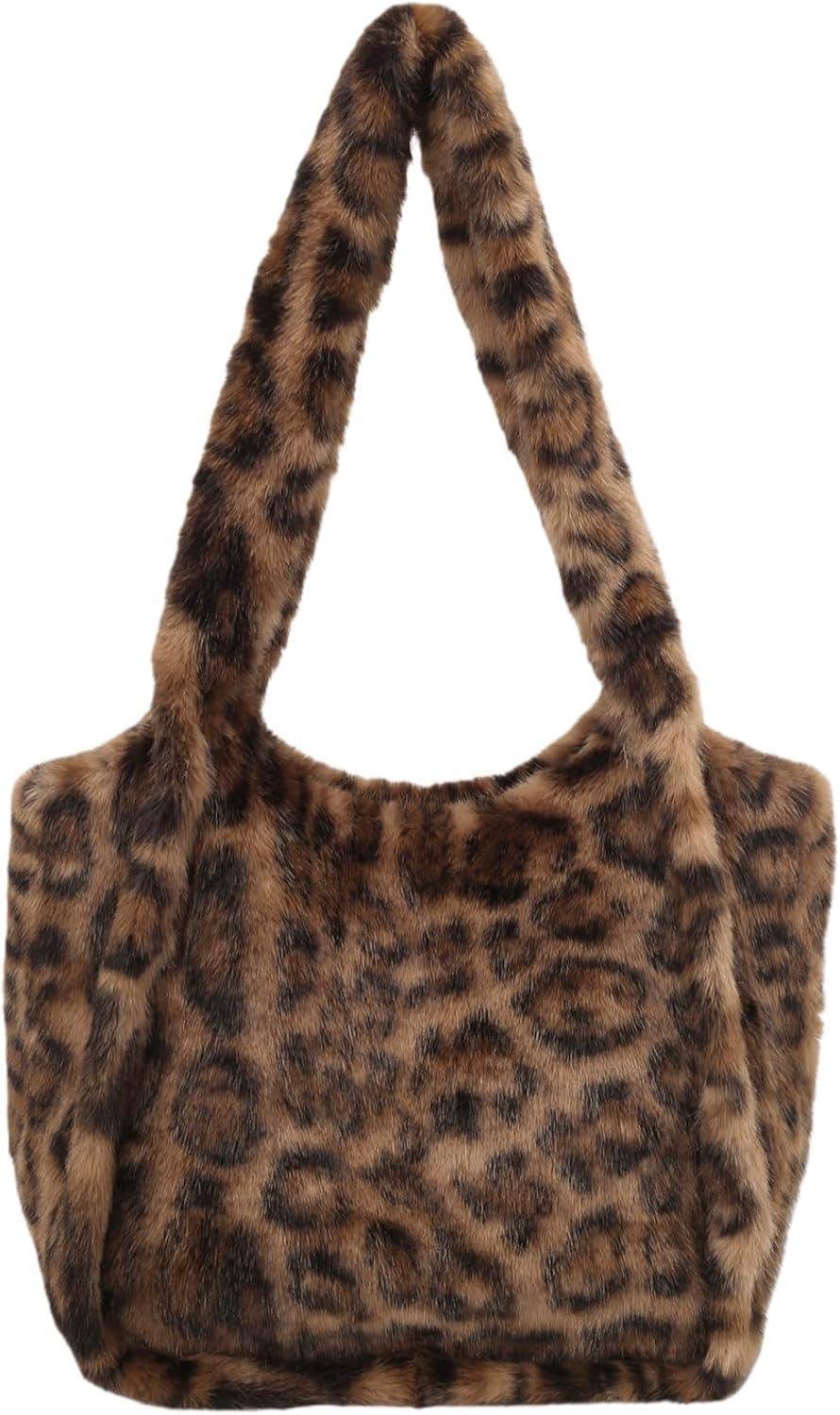 Furry Shoulder Bag for Women Faux Fur Handbag Fluffy Casual Totes Slouchy Plush Purses for Travel Shopping Work