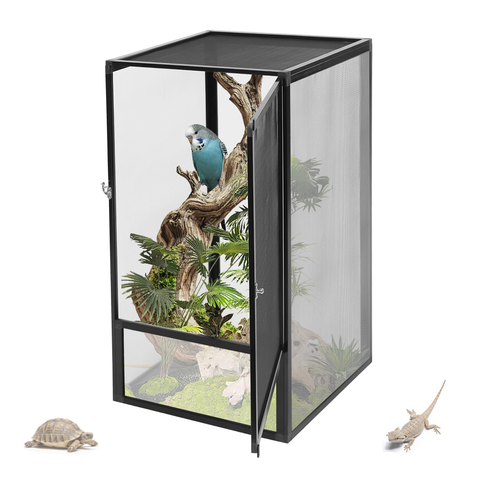 Terrarium,Reptile Cage, Chameleon Enclosure, Reptile Enclosure- 17.72" L×17.72" W×31.50" H,Snake Cage with Escape-Proof Lock, for Lizards/Snakes/