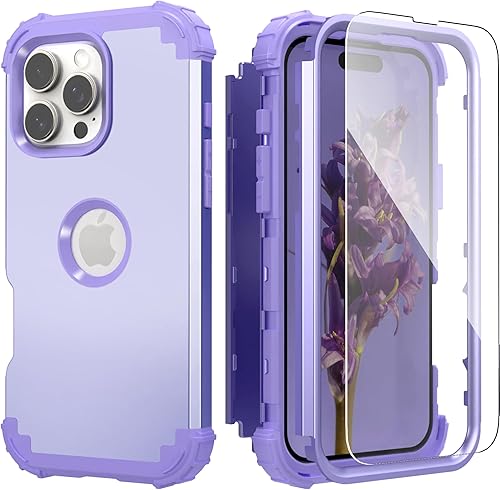 IDweel Funda para iPhone 16 Pro Max con protector de pantalla, 3 en 1, a prueba de golpes, delgada, híbrida, resistente, cubierta de policarbonato
