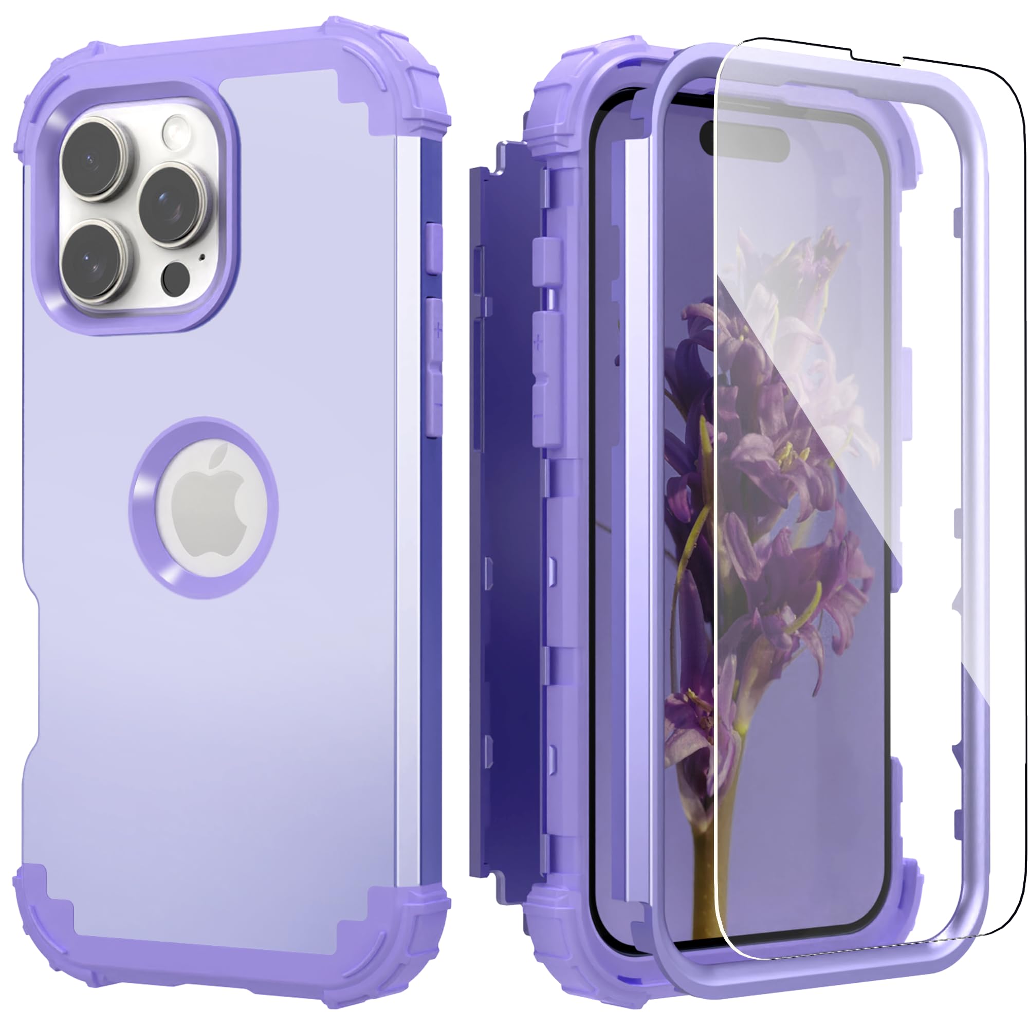 IDweel for iPhone 16 Pro Max Case with Screen Protector, 3 in 1 Shockproof Slim Fit Hybrid Heavy Duty Hard PC Cover Soft Silicone Bumper Full Body