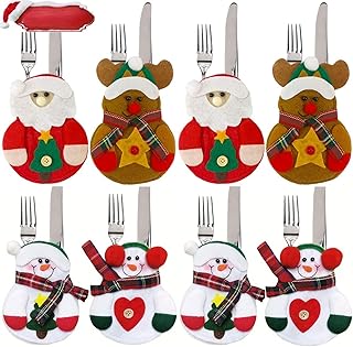 Świąteczny stojak na sztućce 8 sztuk Santa Snowman Elk uchwyt na sztućce świąteczna torba na sztućce sztućce uchwyt na sztućce torba do przechowywania sztućców