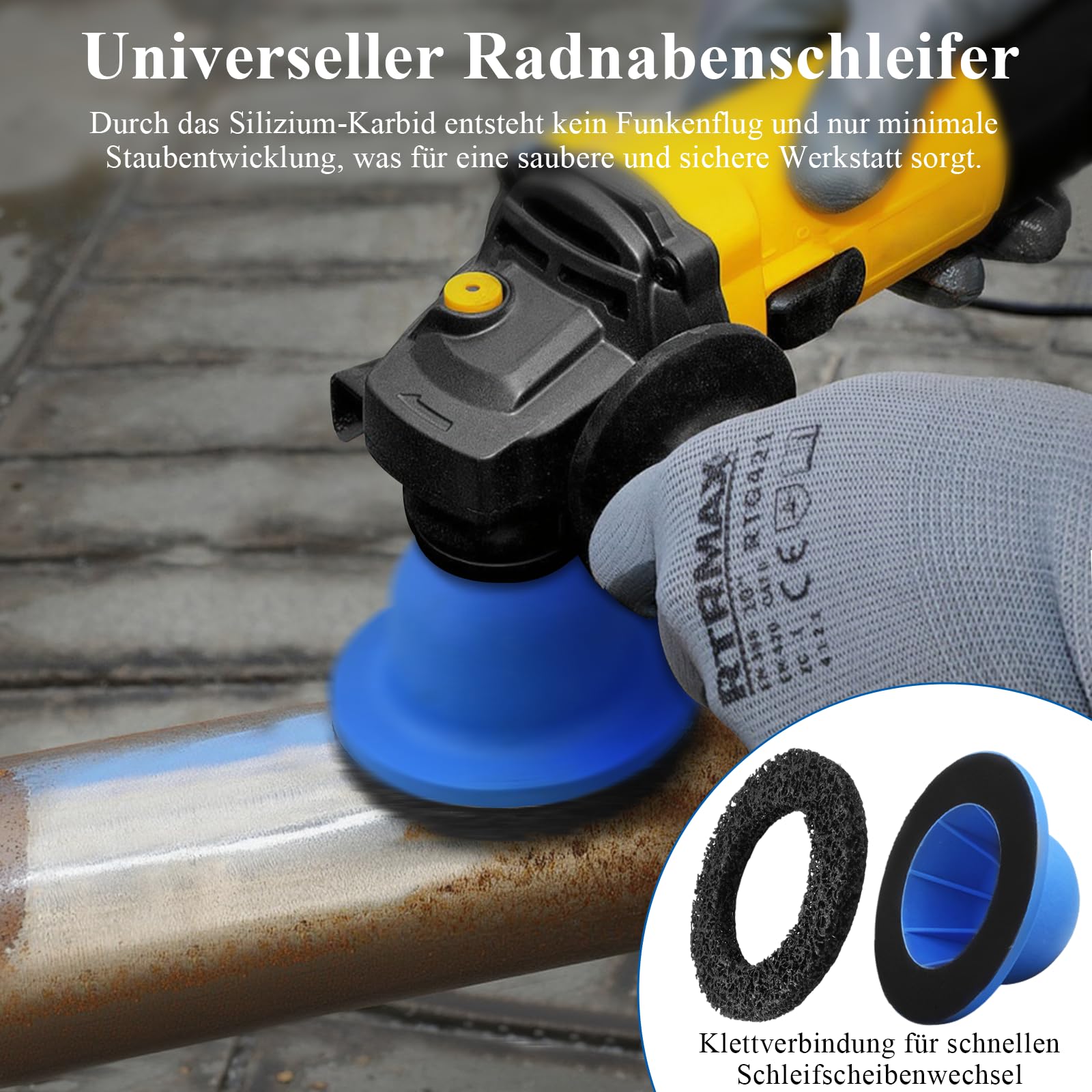 Ponceuse de moyeu de roue, nettoyeur de moyeu de roue de voiture avec roue abrasive de 150 mm pour visseuse à percussion 1/2", meuleuse à tête sphérique pour changement de jante, élimination de