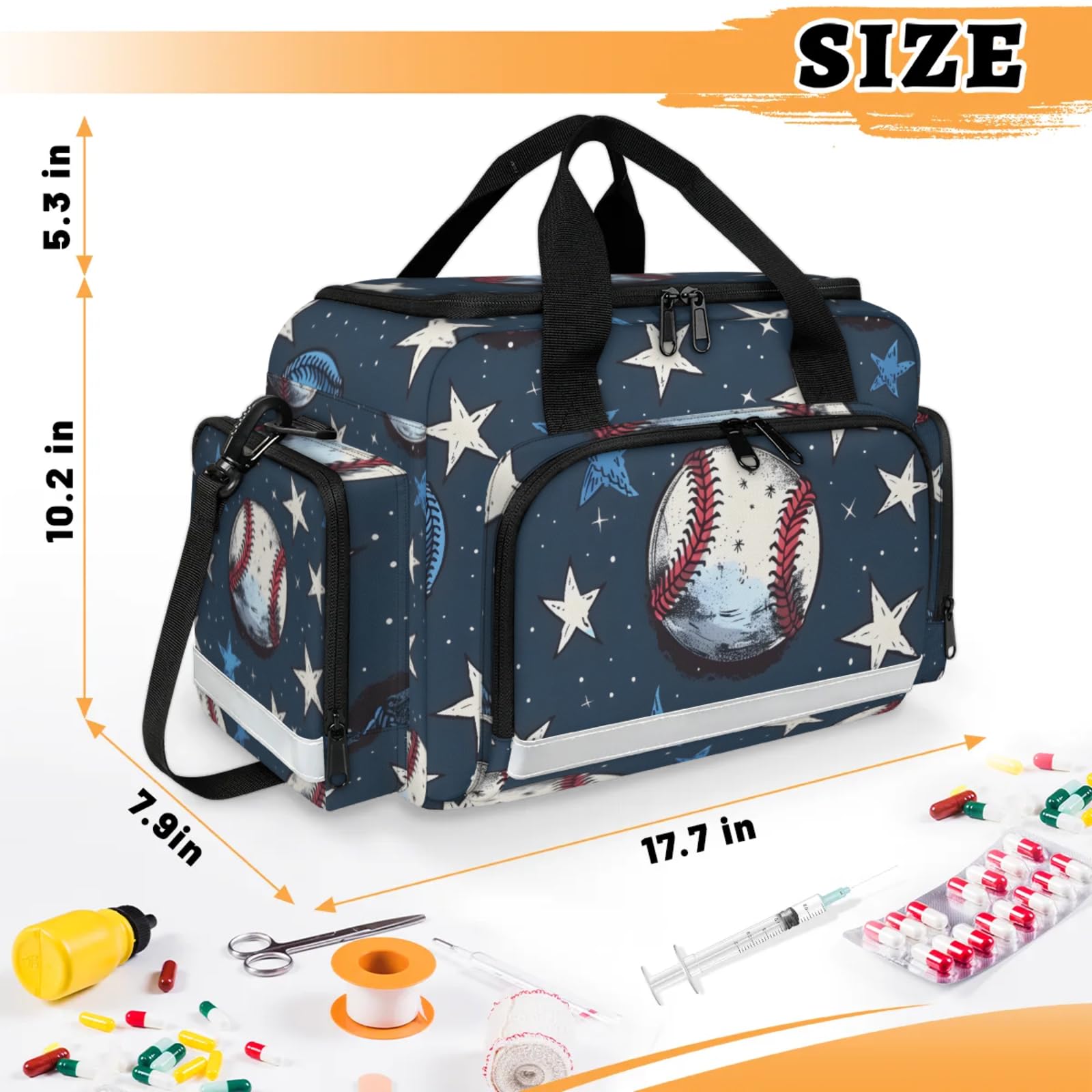 GzLeyigou First Aid Bags Empty, Gothic Baseball Emergency Bag First Aid Kit Multiple Compartment Kit Carrier On Call Trauma Bag For Paramedics Emergency Medical Supplies Kit