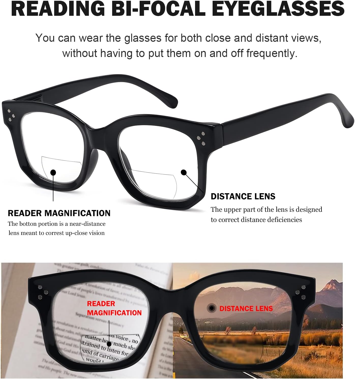 Eyekepper 4-pack Bifocal Reading Glasses for Women Small Bi-focal Readers