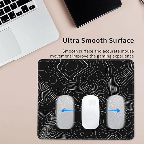 Miniatura 5 de Topographic - Alfombrilla de mouse cuadrada de contorno para escritorio, alfombrilla de mouse pequeña con base de goma antideslizante, alfombrilla