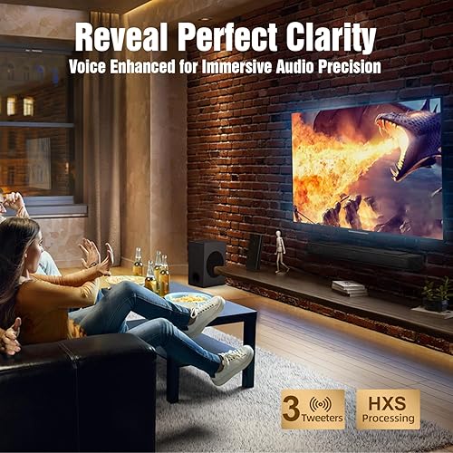 Miniatura 7 de Hiwill Barra de sonido Dolby Atmos de 3.1.2 canales para sonido envolvente de TV, subwoofer de 5.25 pulgadas, 2 encendidos ascendentes, 2 altavoces