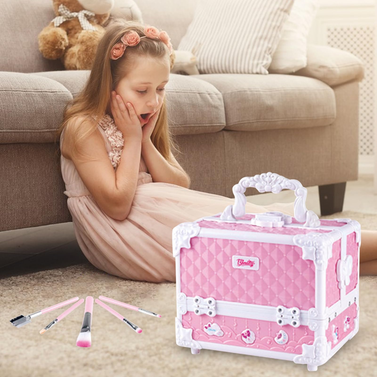 Borsa per cosmetici per ragazze – Trucco delicato e non tossico | di bellezza lavabili con acqua | Ideale per regali e svago, creativo ed educativo, set completo e colorato