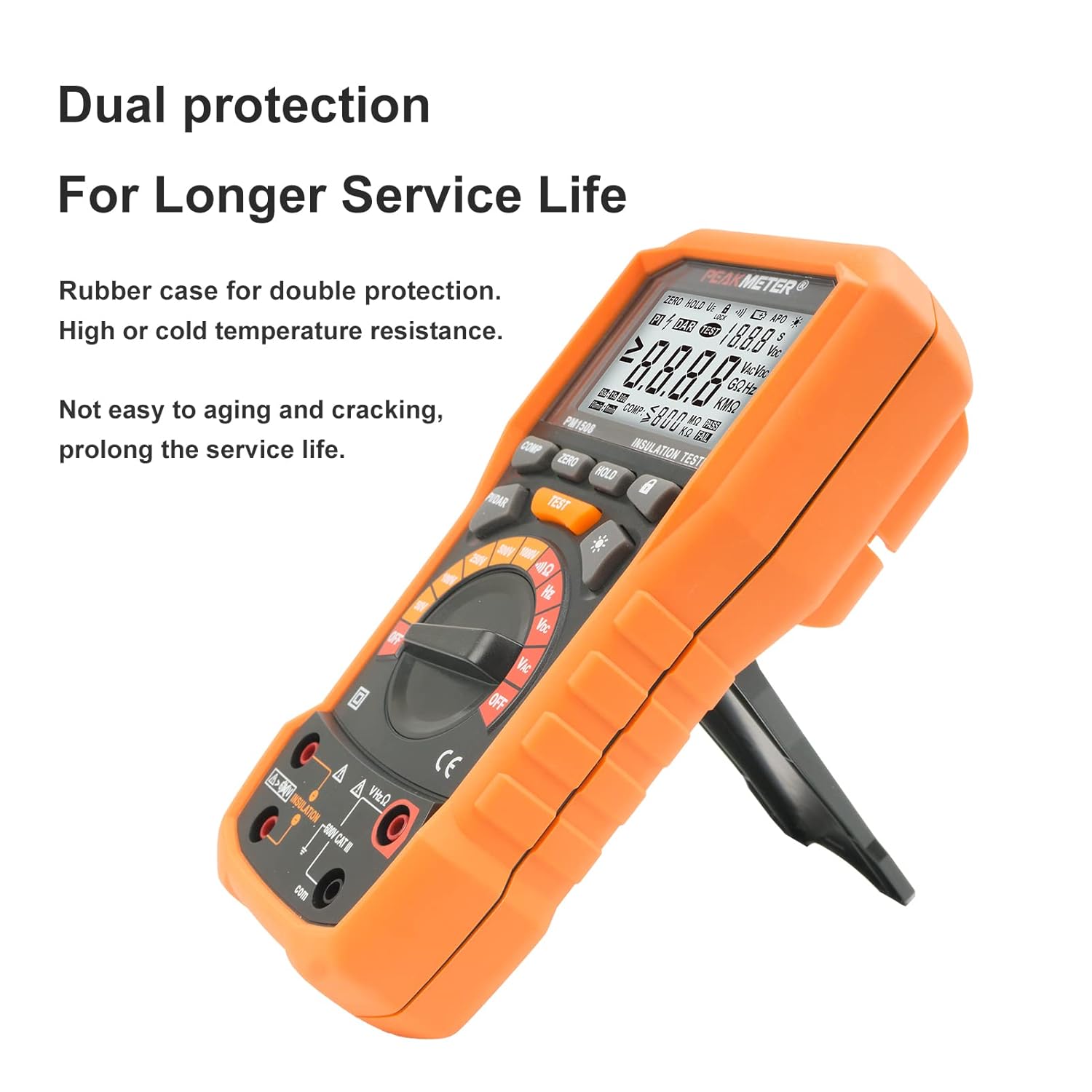 Digital Megohmmeter, Insulation Resistance Tester, 50V/100V/250V/500V/1000V for Electrical Equipment and Insulating Resistance Up to 100GΩ with PI/DAR, Frequency and Low Voltage Test