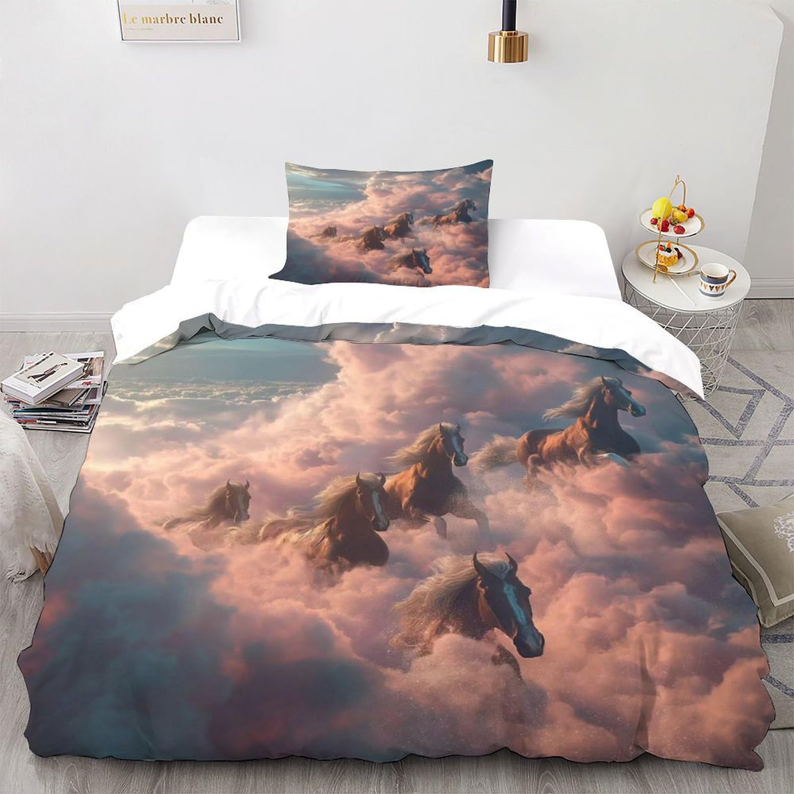 Parure de lit chevaux nuages pour créer un cocon douillet sur le thème animal sauvage