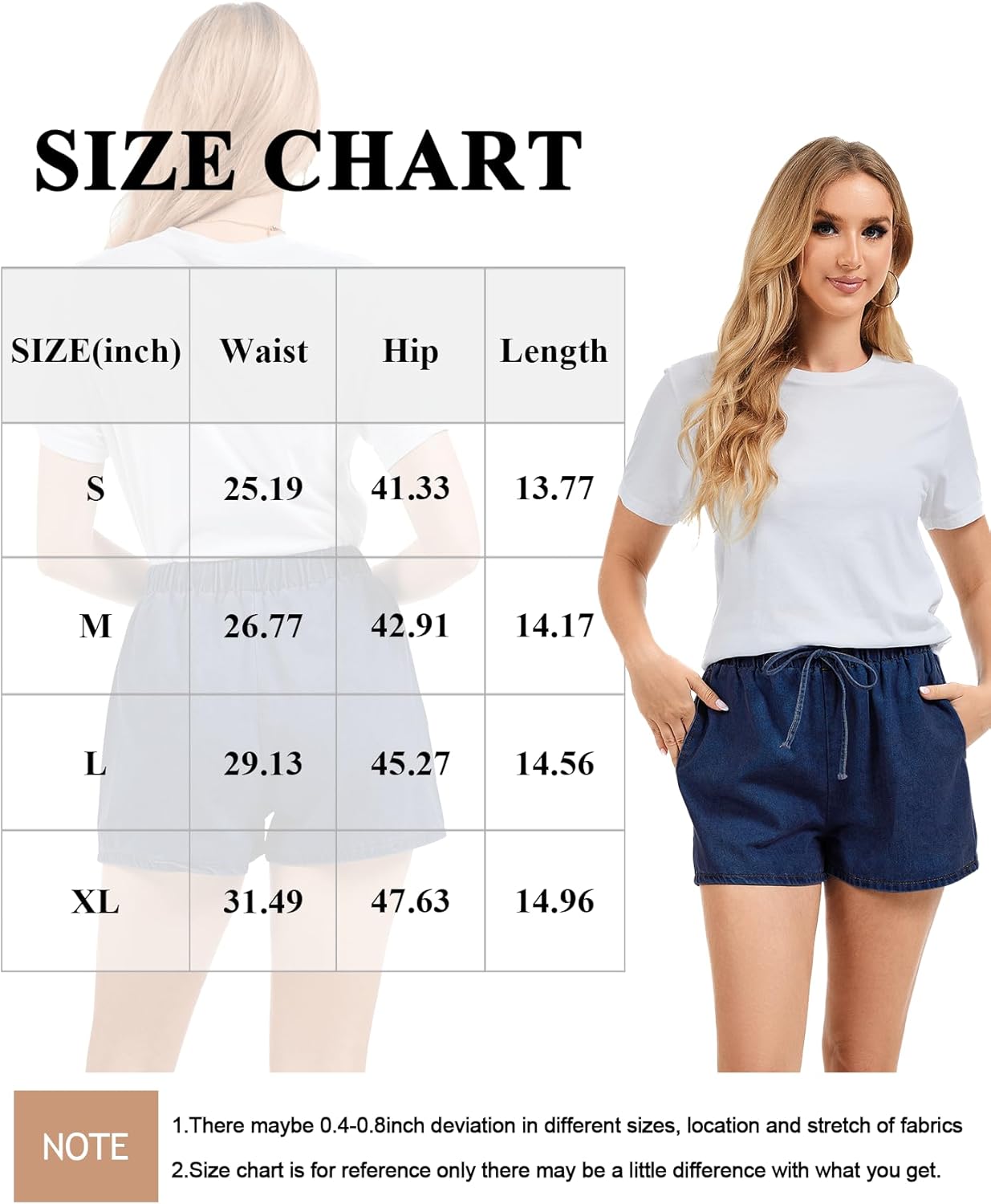 Jean Shorts for Women Drawstring Denim High Elastic Waisted Baggy Summer Shorts with Pockets - Image 7