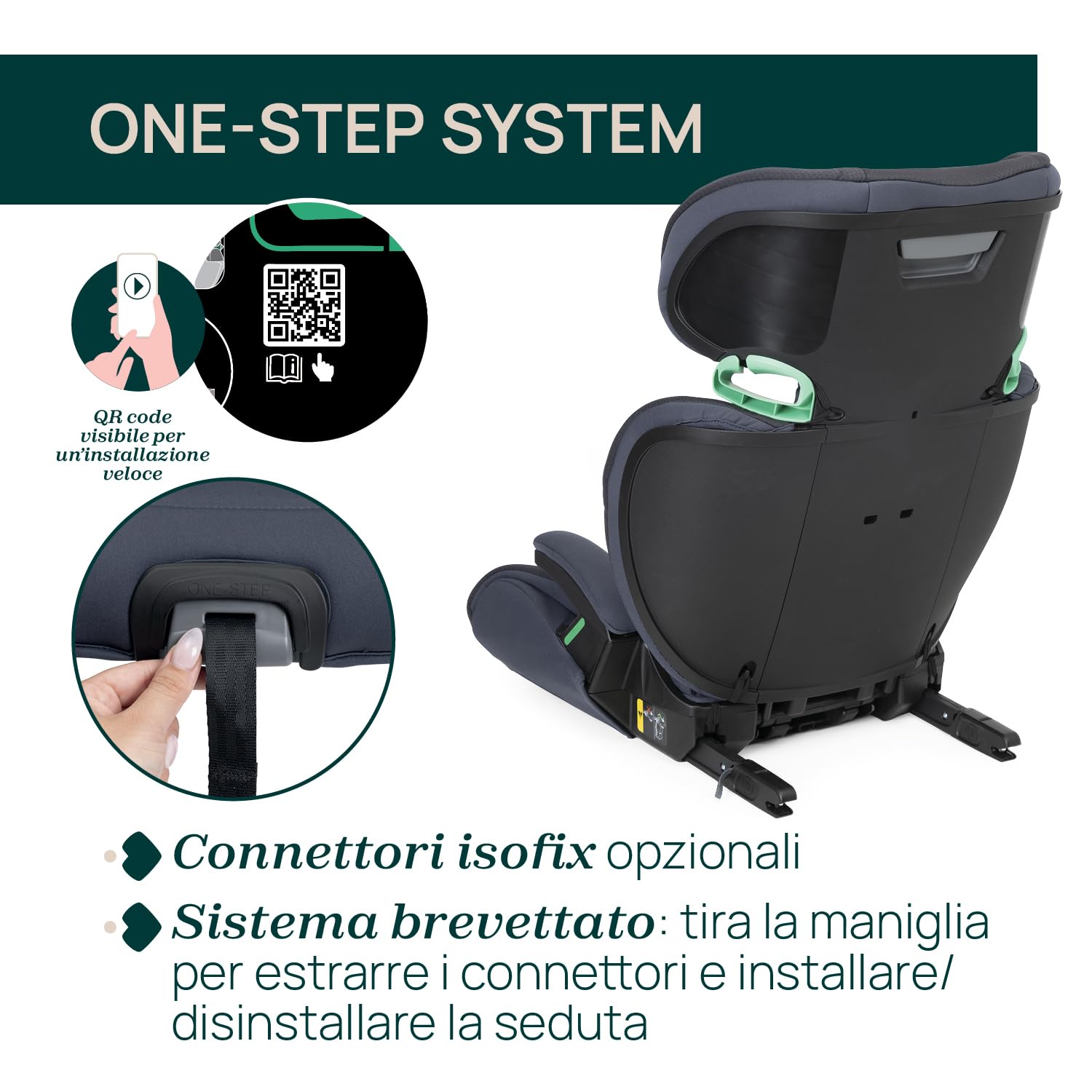 Chicco Quizy i-Size, Seggiolino Auto 3-12 Anni (100-150 cm), Peso 15-36 kg, Con Sistema Isofix, Regolabile in Altezza, con Braccioli Imbottiti e Seduta Confortevole, Gruppo 2/3, Blu