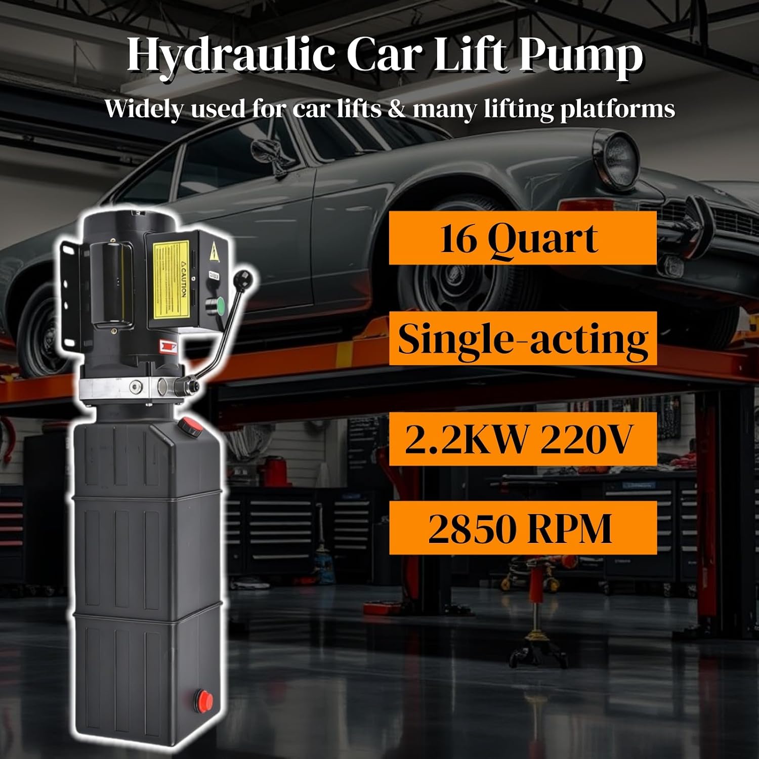 4 Gallon Hydraulic Power Unit 220V 2.2KW, Single Acting 2950 PSI
