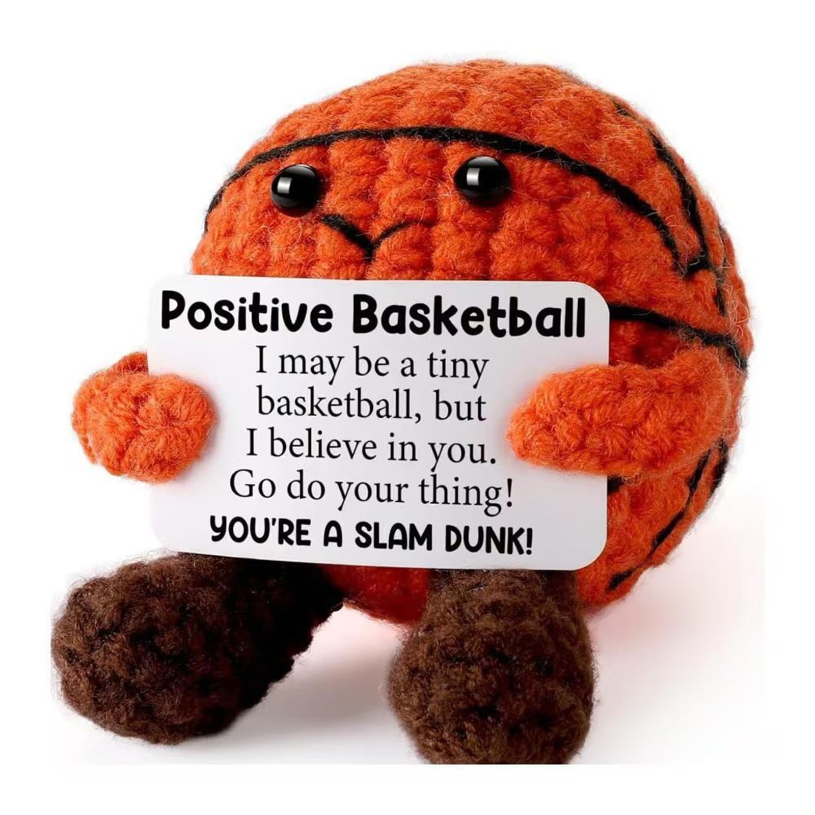 Positive Basketball Crochet Doll, Emotional Support Gift for Teenage Basketball Players and Sports Fans, Motivational Crochet Toy for Stress Relief and Graduation Celebrations, Fiber Cotton Plush-image-3