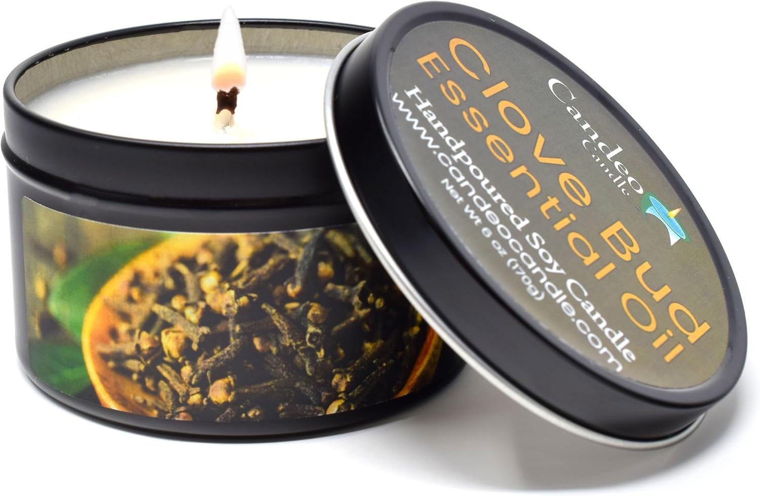Clove Bud、スーパー香りつきSoy Candle Tin 6oz ホワイト 3880
