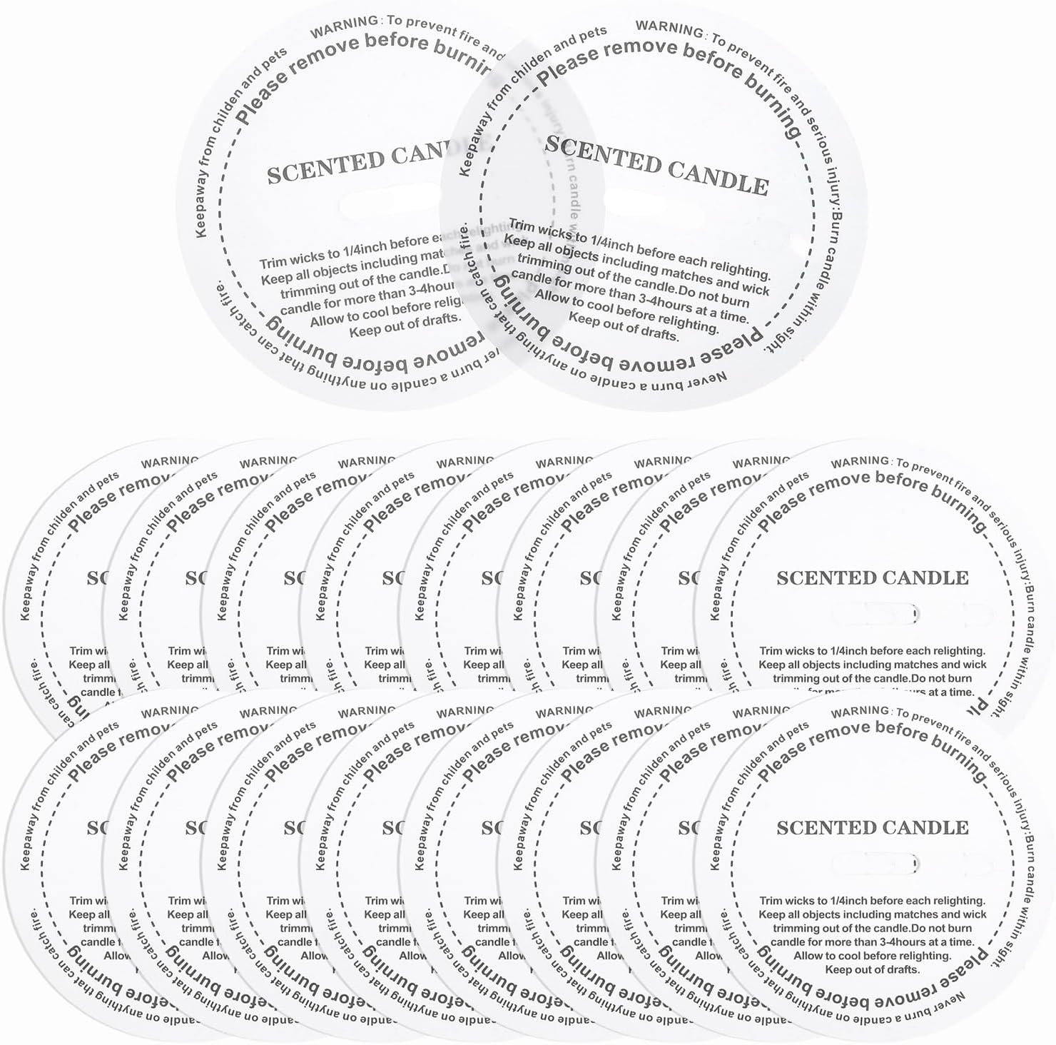 MECCANIXITY 30 Pcs Candle Dust Covers, 8.5cm/3.3" Round Printed Translucent Candles Drip Protectors Lid Accessories Letter Pattern for Craft Fragrance Making Jars Boxes Packaging