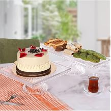 Linea Model Cam Ayakl  Kare ve Dikd rtgen 2'li Kek ve Pasta Sunumluk,  effaf