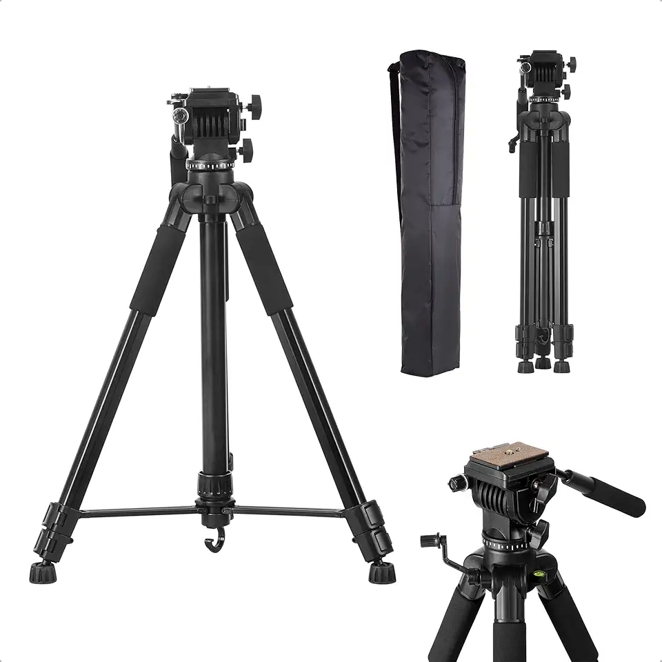 Tripé de Câmera com Cabeça Hidráulica Profissional 170cm TPC-688 Sou Foto