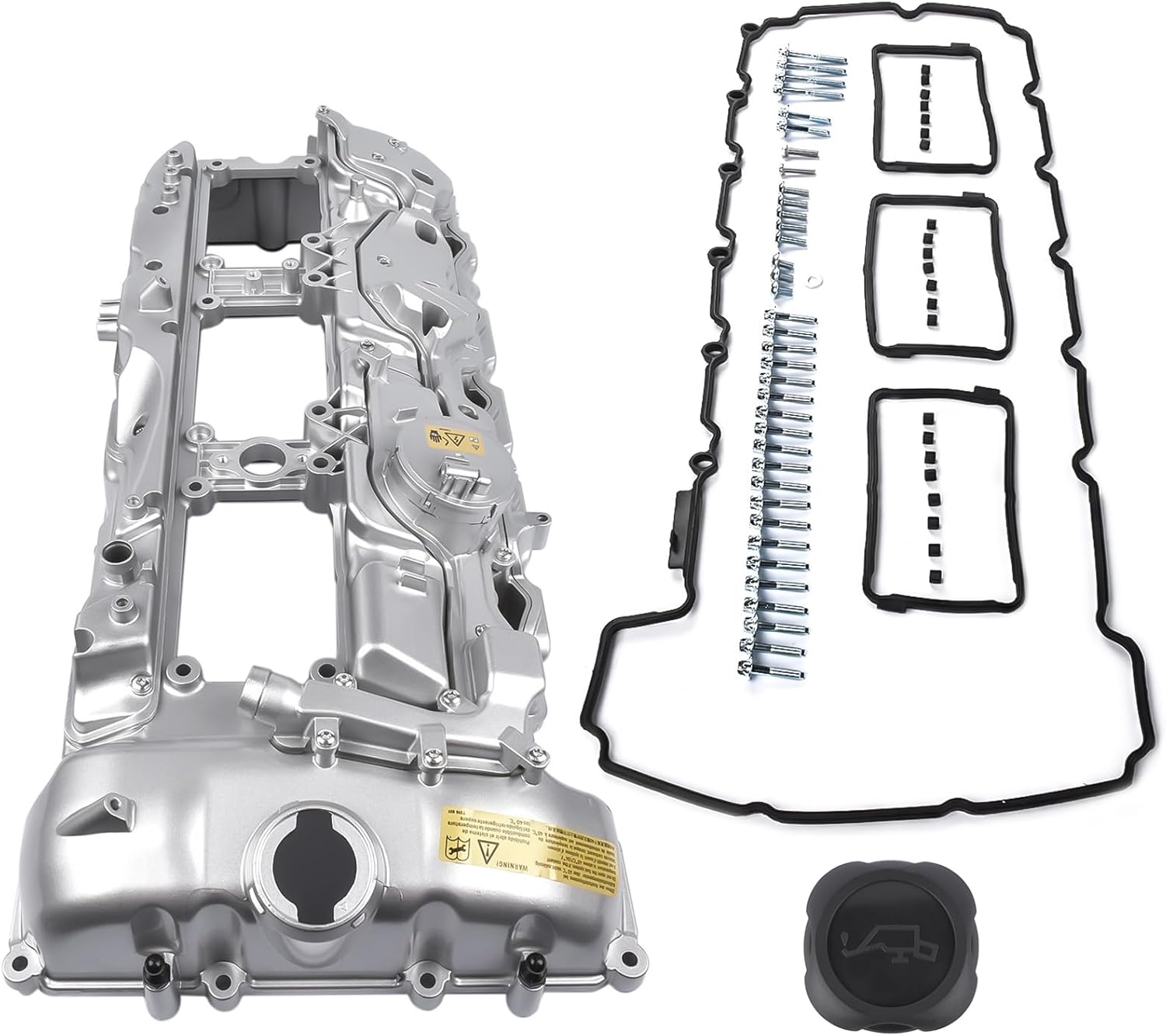 11127570292 New Aluminum Engine Valve Cover Kit with Gasket Oil Filler Cap Replacement for BMW 2010-2017 535i 335i 2011-2019 X3 X5 X6 2013-2015 740i 740Li 3.0L N55 Vahaha