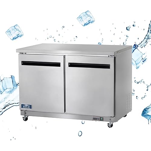 Arctic Air AUC48F 48" Two Section, Two Door Worktop Undercounter Freezer - 12 Cubic Feet, Silver, 115v