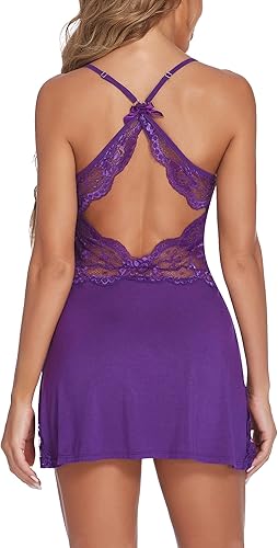 Miniatura 6 de ADOME Camisón de lencería para mujer, camisón de encaje con encaje