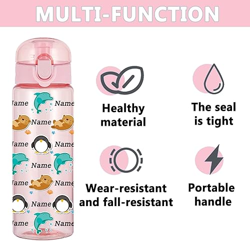 Miniatura 5 de Botellas de agua personalizadas para la escuela botella de agua personalizada con nombre deportivo botella de agua de plástico a prueba de fugas