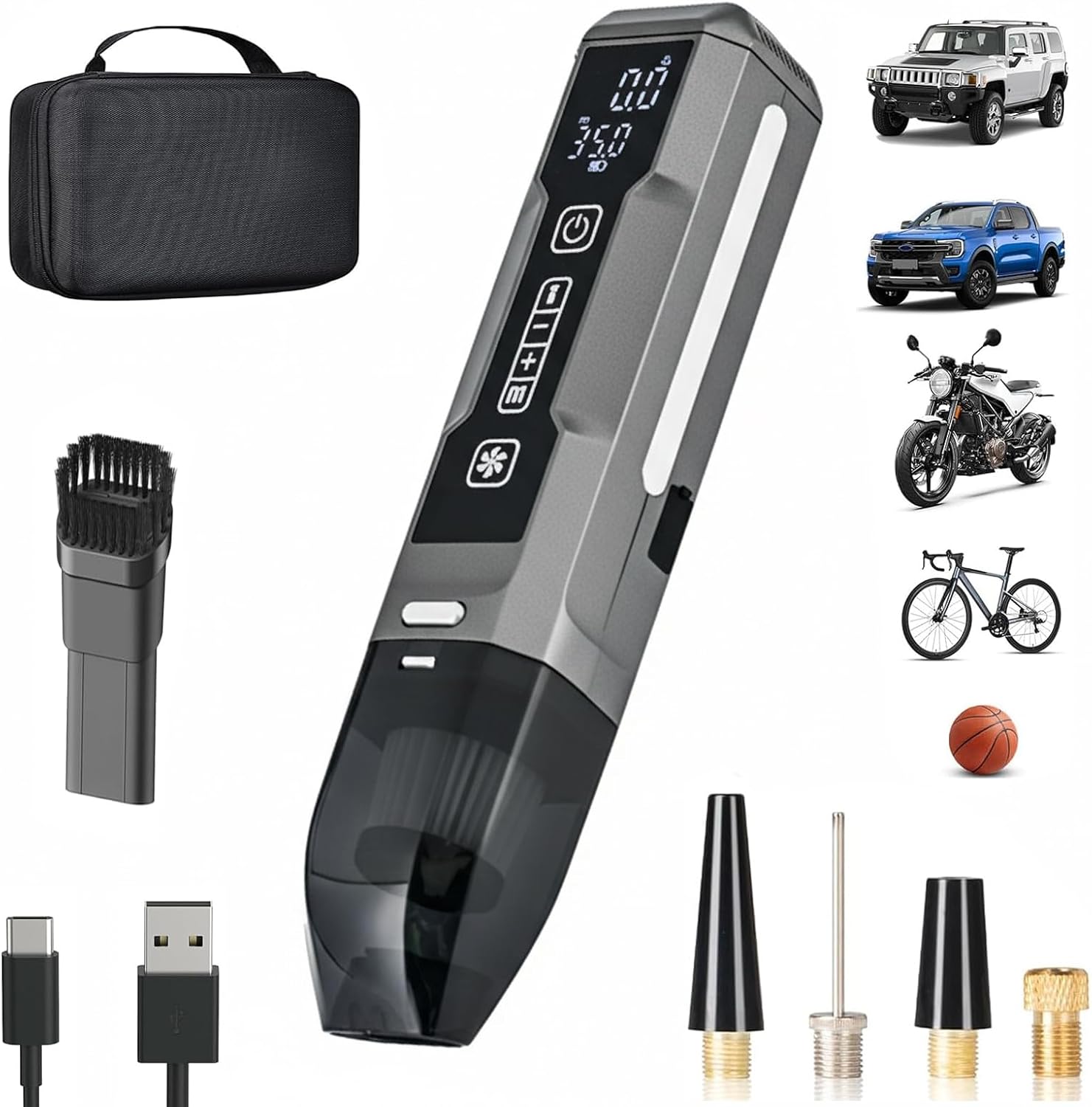 FOLAI 4-in-1 Cordless Car Vacuum, Portable Mini Handheld Vac, Upgraded Smart Digital Display, 2 Suction Modes Type-C Charging for Small Jobs, Car, Office Desk, Keyboards
