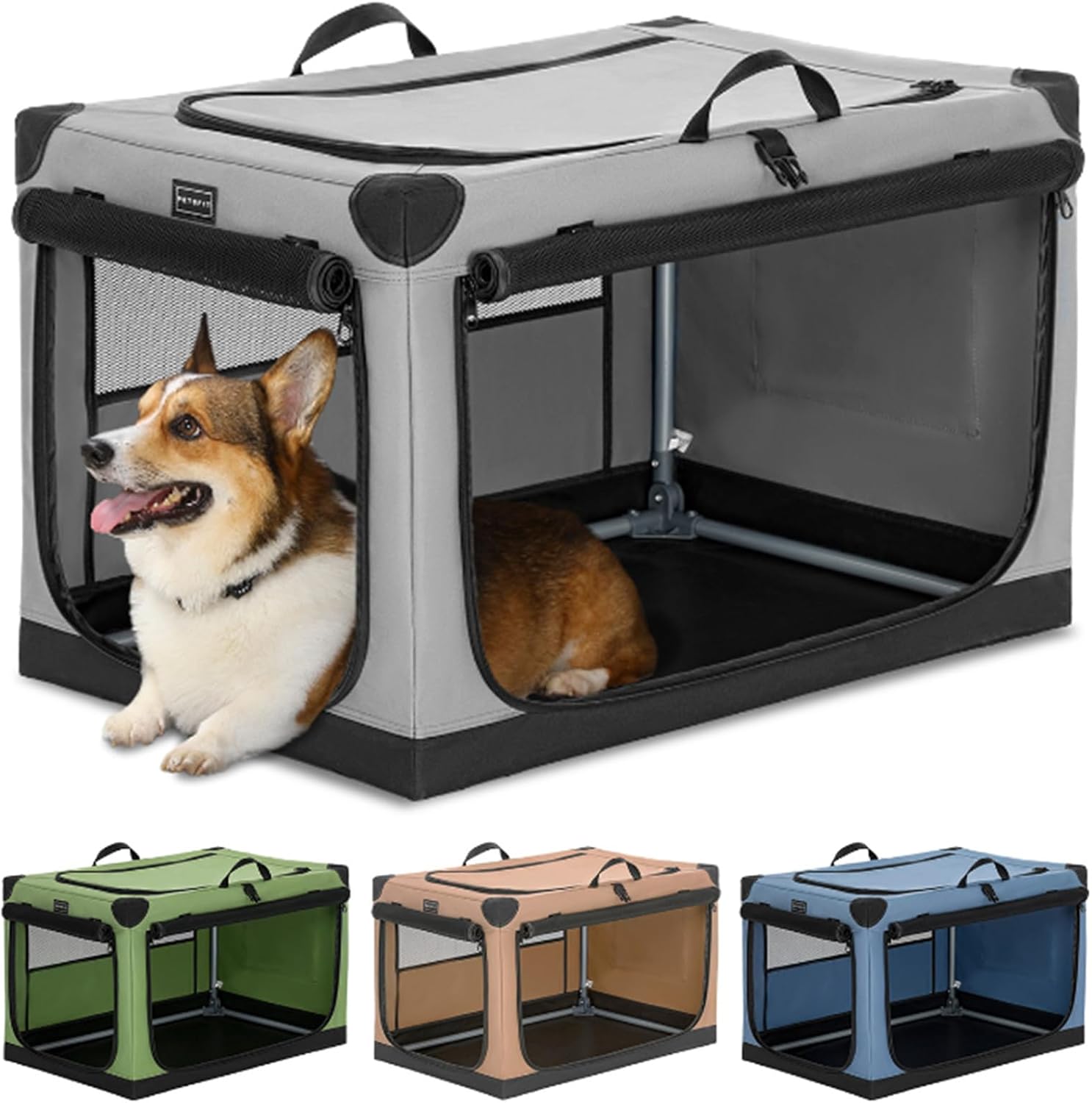 Petsfit Dog Crate Medium Foldable Dog Travel Crate,Portable Dog Car
