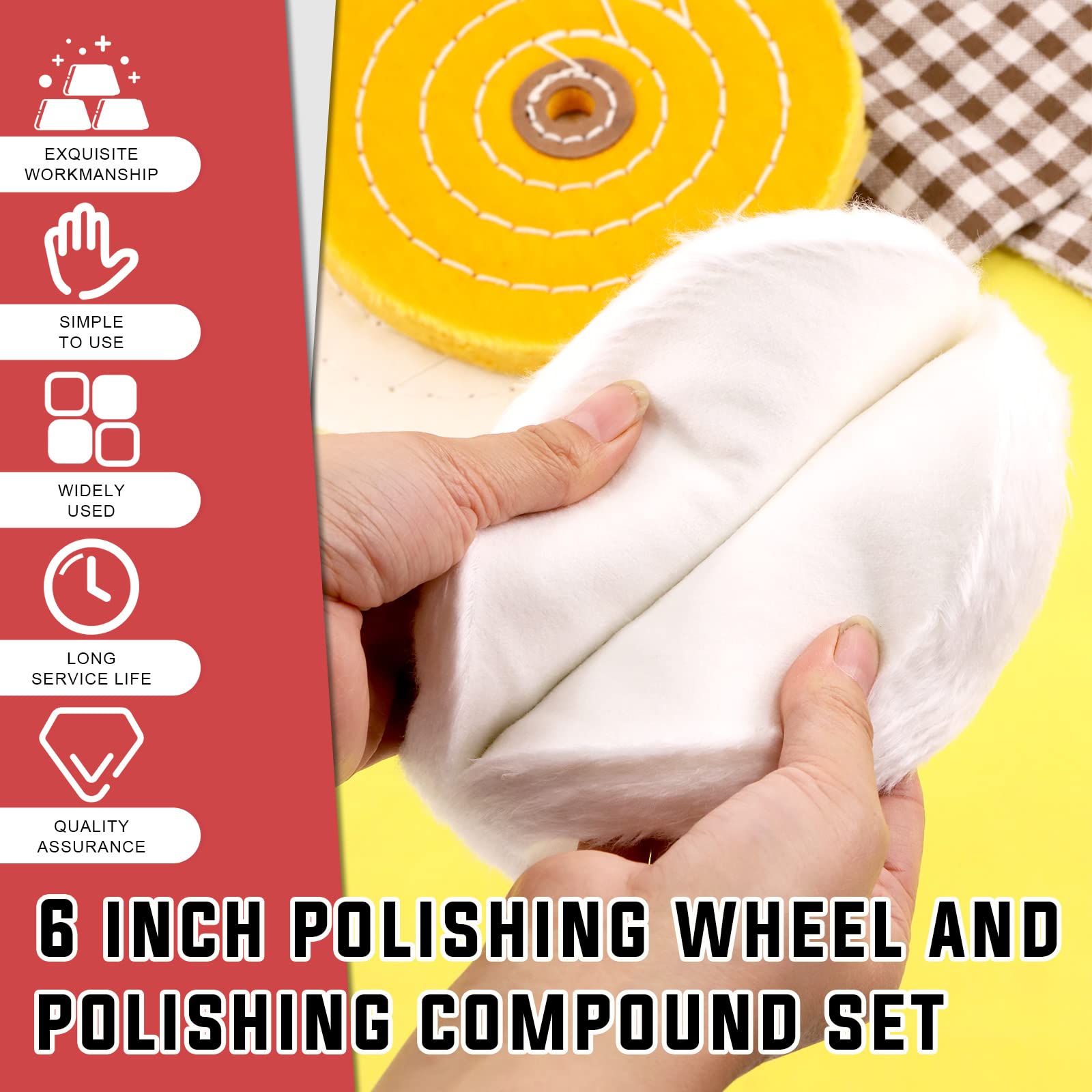 6-teiliges Polierset 150mm - Mit Polierscheiben & Polierpaste Für Metall & Holz