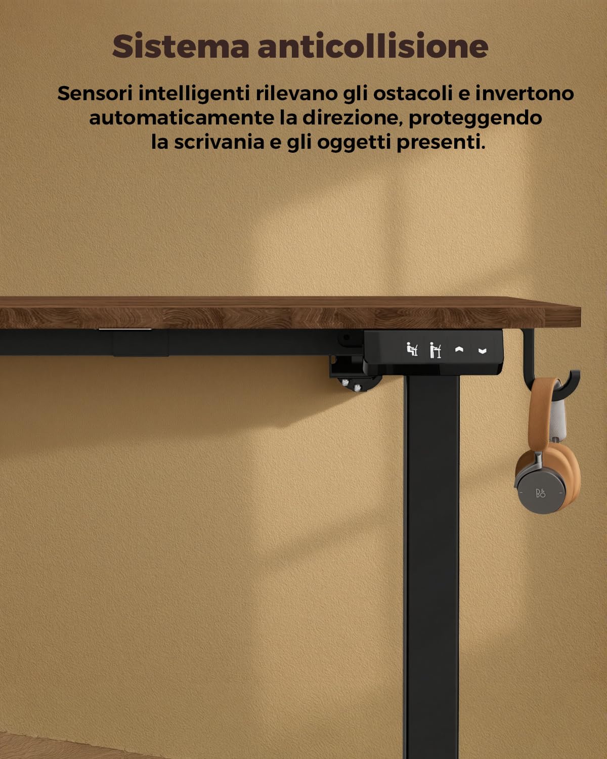 Scrivania Regolabile in Altezza Elettrica, 120 x 60cm, Scrivania Elettrica Tavolo con 2 Memorie di Altezza, Facile da Assemblare, Scrivania Regolabile in Altezza per Casa e Ufficio