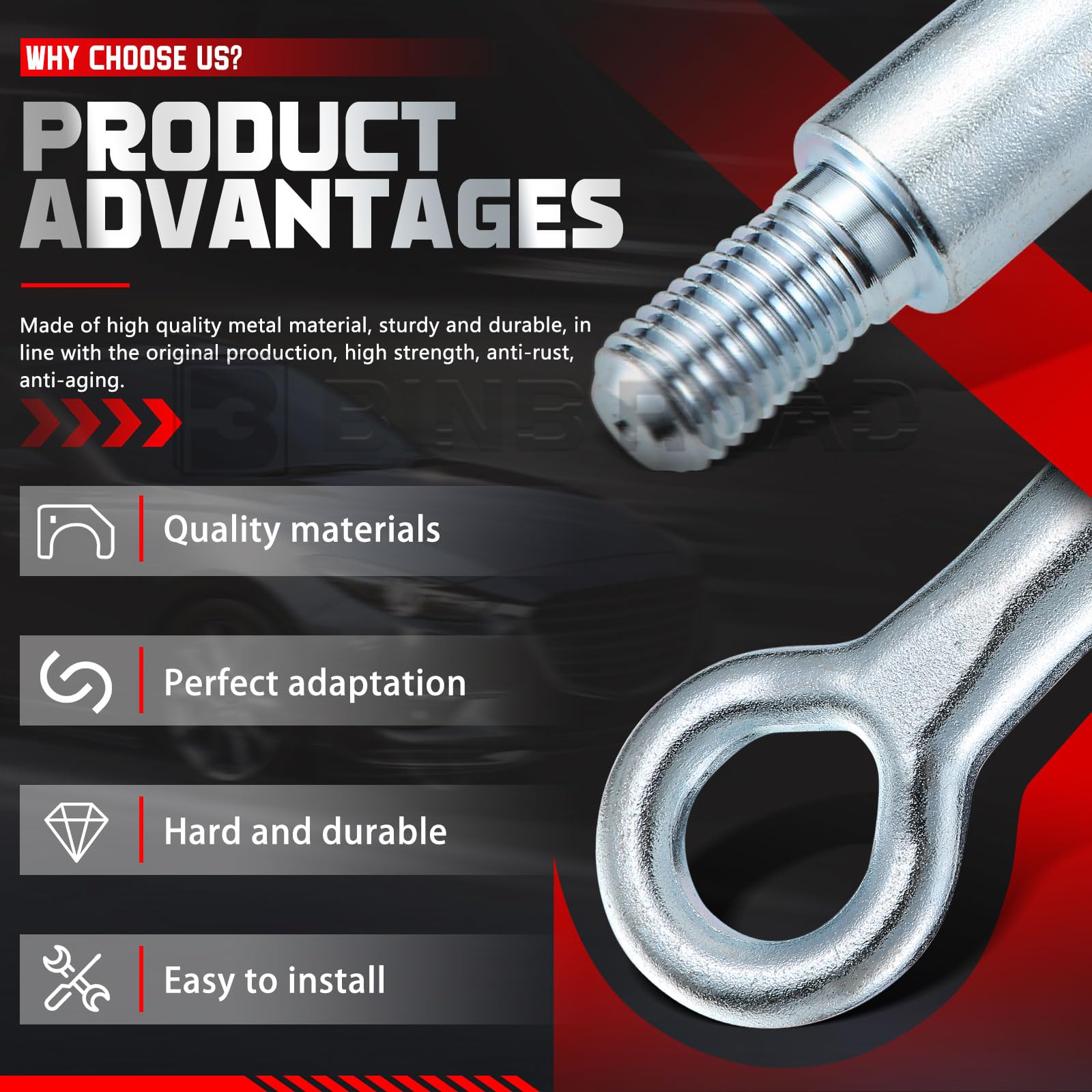 Tow Hook KD5350EJ1B - Replacement Trailer Hitch For Hyundai & Kia Vehicles