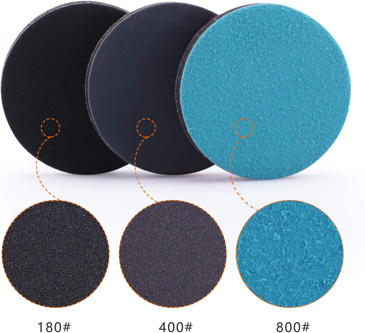 ZFE 5Inch Glass polishing Pads, 10Pcs Wool Felt Disc Polishing Pads Kit Buffing Pads with Sanding Discs, Backing Pad and M14 Drill Adapter for Rotary Tools to Polish Glass and Metal : Automotive