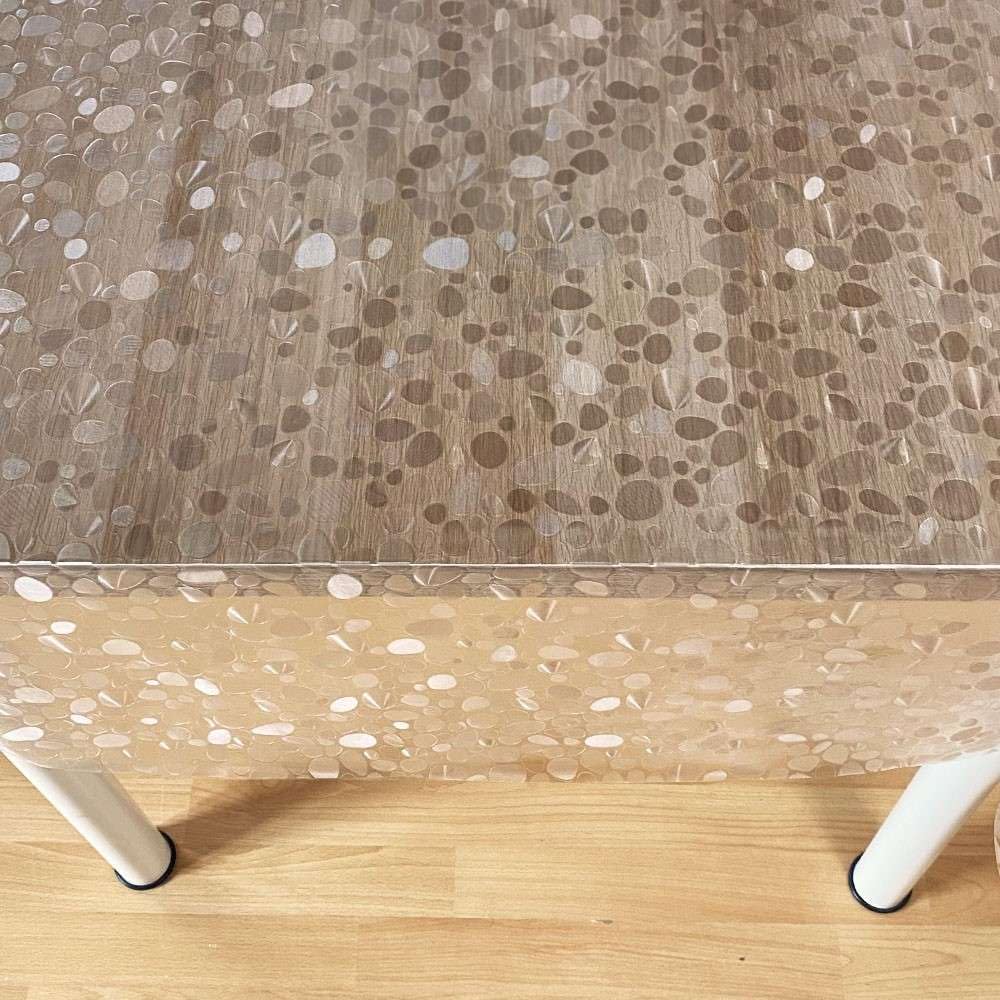 Tovaglia Trasparente Artwelt Con Motivo Onde - PVC Morbido, Impermeabile E Antimacchia, Lavabile, Per Tavoli Da Cucina E Sala, 180x140cm, Pebbles