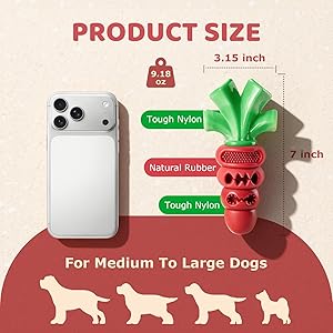 Frienhund Indestructible Dog Toys for Aggressive Chewers Heavy Duty Beef-Flavored Chew Toys for Large & Medium Dogs (20-70 lbs), Dental Teeth Cleaning, Holiday Dog Gift (Red)