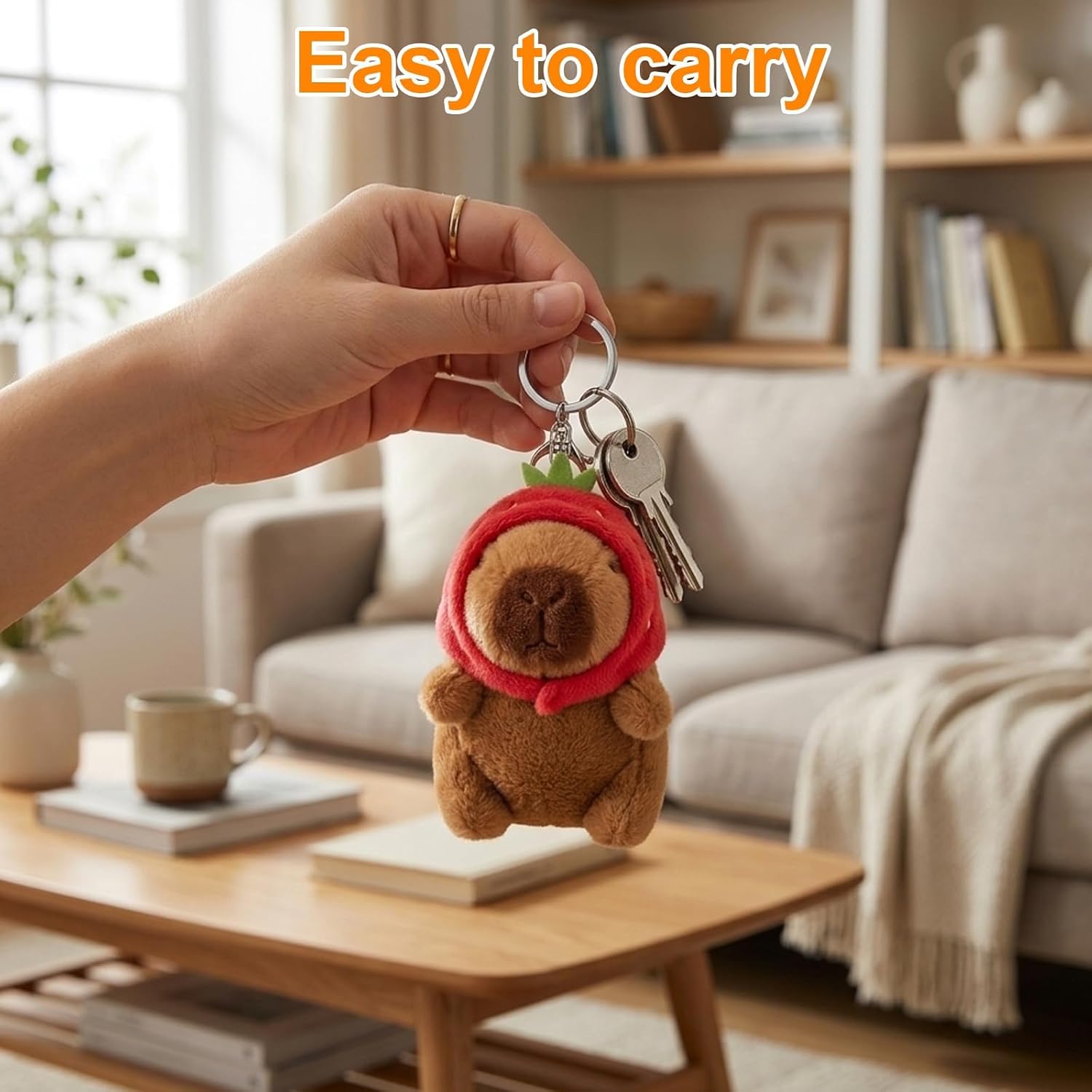 3-Pack Capybara Plush Keychain, Cute Animal Keychains for Backpacks and Gifts, Soft Capybara Stuffed Keychain for Collectors, Fun Party Favors and Daily Accessories