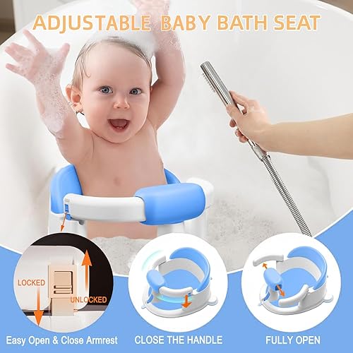 Miniatura 4 de Asiento de baño para bebés de 6 meses en adelante, asientos de baño antideslizantes para bebés sentados, asiento seguro para bebés y recién nacidos,