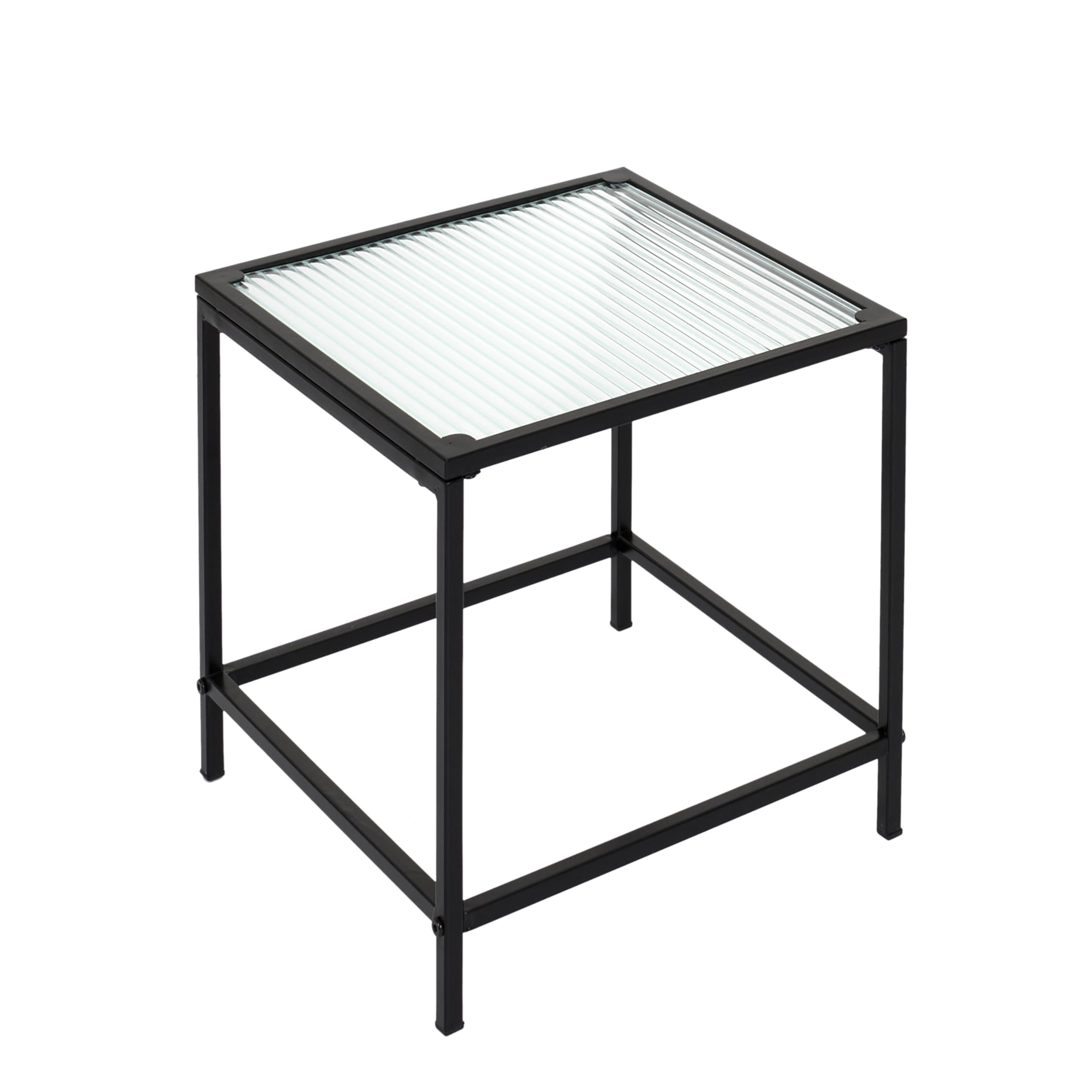 HOME DECO FACTORY - HD7195 Table Gigogne en Verre Trempé et Fer - Élégante et Moderne - pour Salon ou Chambre - Dimensions Grande 40 x 38 x 40 cm - Petite 35 x 35 x 35 cm - Couleur Noir