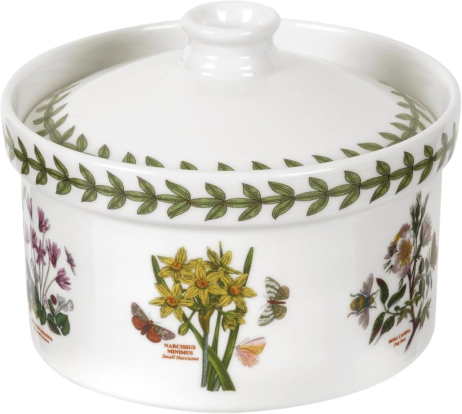 Portmeirion Botanic Garden 5" Mini Casserole Dish with Cover - Assorted Florals Motif, Earthenware Bakeware with Chip-Resistant Glaze - Oven, Microwave, Freezer, Dishwasher Safe for Everyday Use