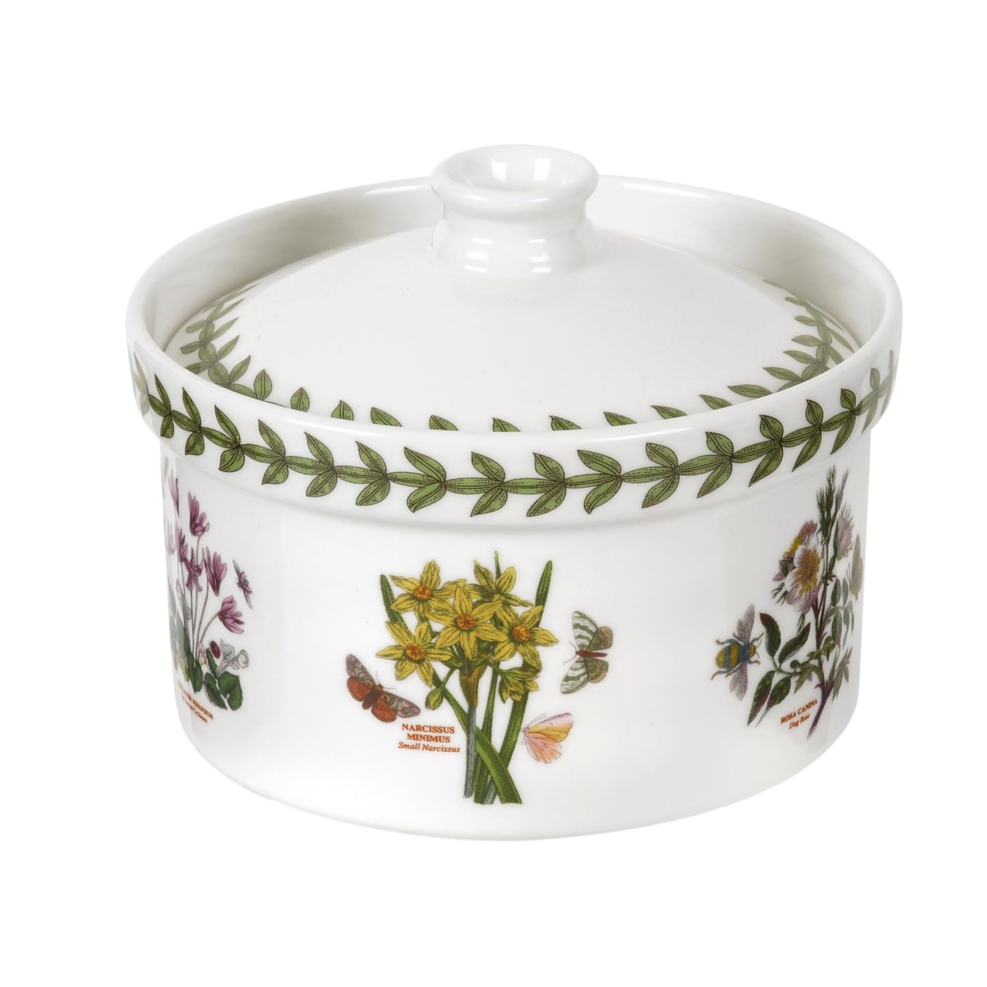 Botanic Garden 5" Mini Casserole Dish with Cover - Assorted Florals Motif, Earthenware Bakeware with Chip-Resistant Glaze - Oven, Microwave, Freezer, Dishwasher Safe for Everyday Use