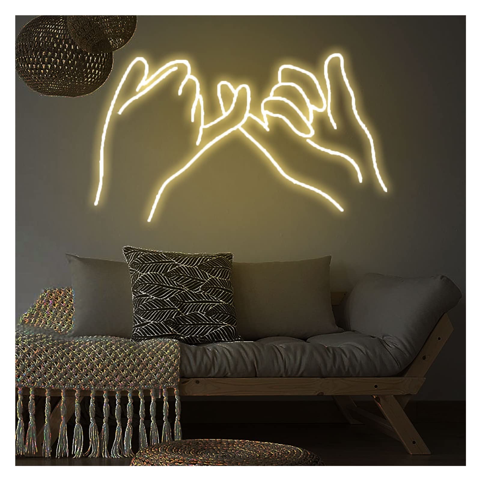 Segni di luci al Neon della promessa del LED Personalizzate, segni al Neon con Dimmer Wall Light Art Decor for Home Party Bar da Camera da Letto Decorazioni murali(Warm White,Width 50cm)