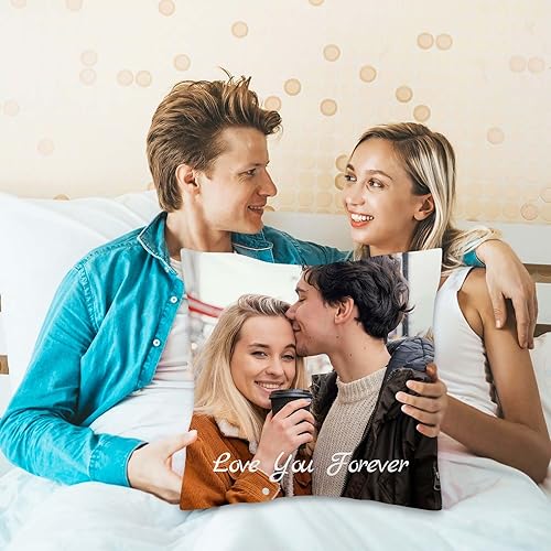Miniatura 4 de Almohada de fotos personalizada de 16 x 16 pulgadas, funda de almohada personalizada de doble cara con texto de imagen, funda decorativa suave,
